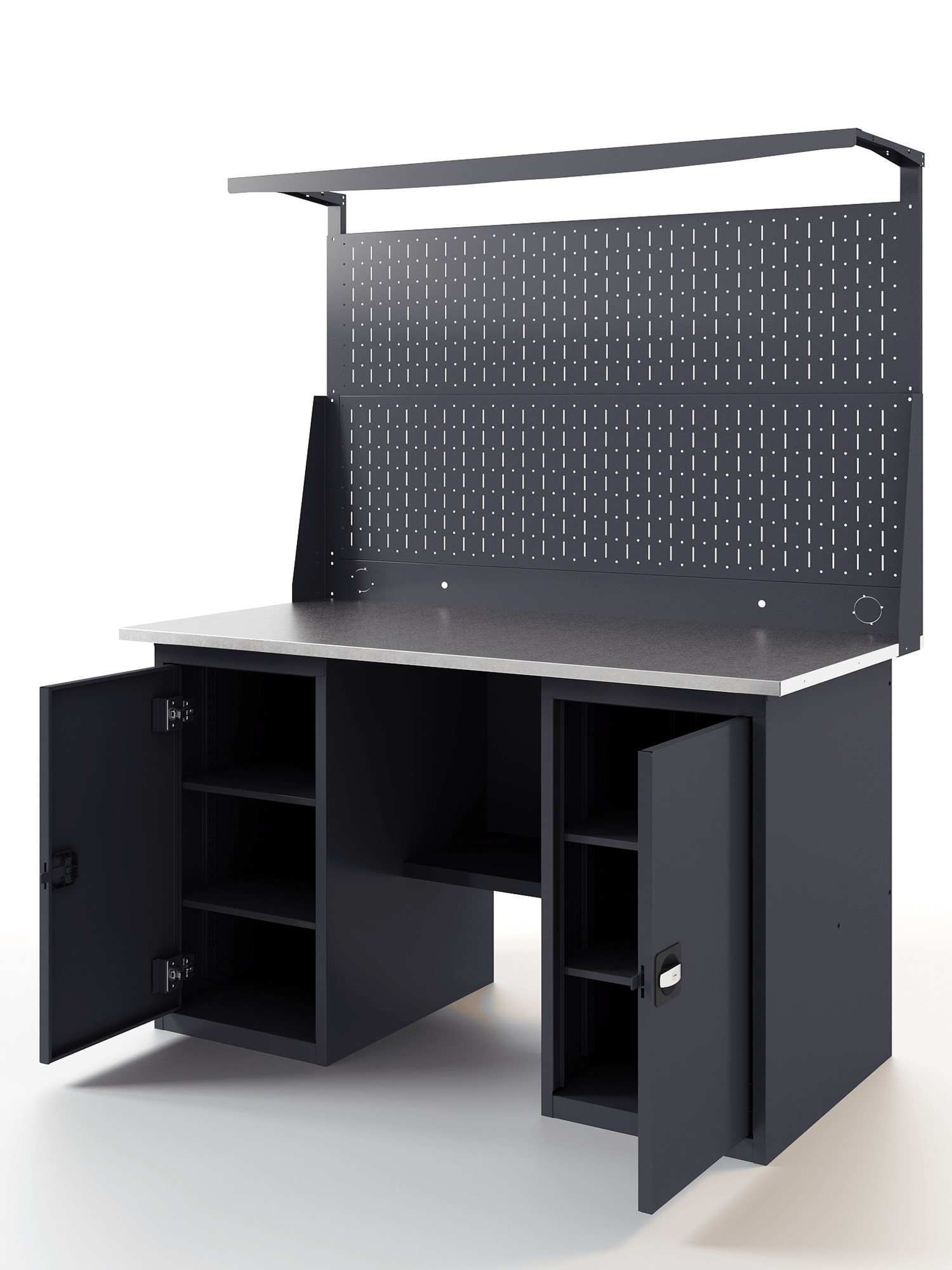 GREENBERG Верстак с перфопанелью двойной с двумя тумбами 1400мм VERSTAK_Т2_Р2_1400