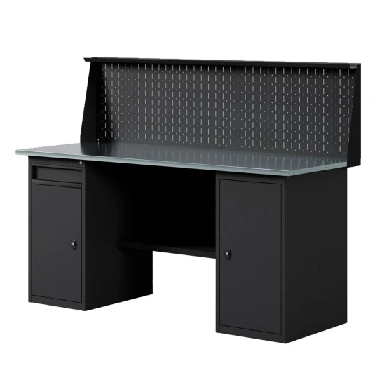 GREENBERG BLACK Верстак-стол с тумбой с дверцей и тумбой/ящик с перфопанелью 1800мм VERSTAK_BLACK_WT_P_1800