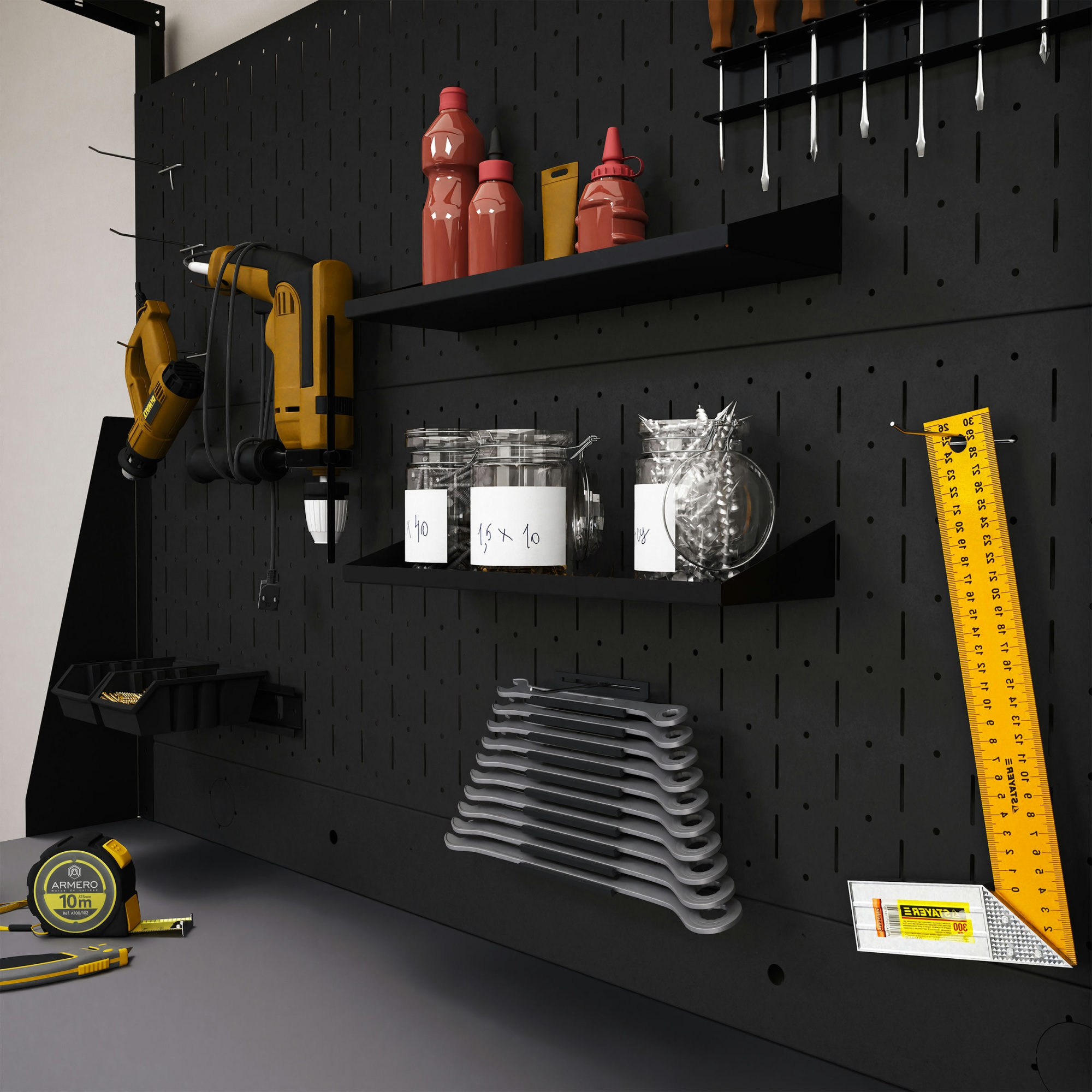 BOREX Верстак регулируемый с перфопанелью двойной 1400х700мм VERSTAK_REG_P2_1400х700