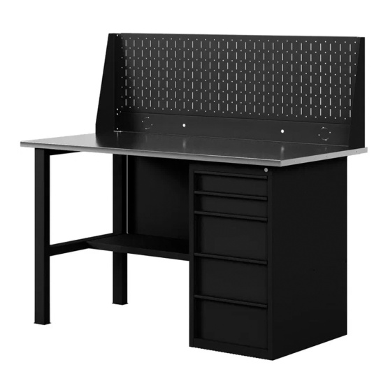 GREENBERG BLACK Верстак-стол с перфопанелью одинарной с ящиками 1200мм VERSTAK_BLACK_Y1_Р1_1200