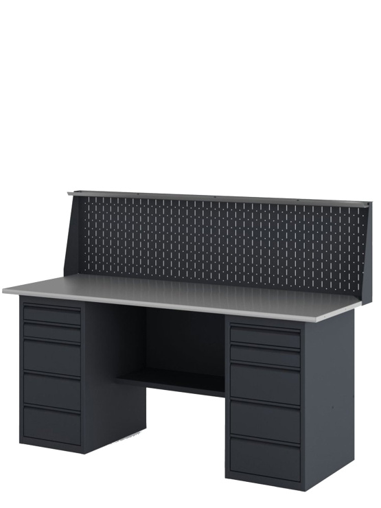 GREENBERG Верстак с двумя тумбами с ящиками с перфопанелью 1800мм VERSTAK_Y2_P_1800