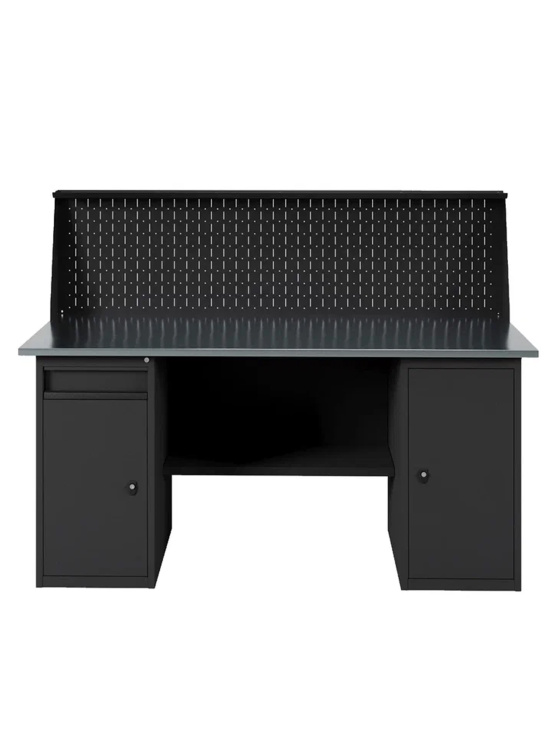 GREENBERG BLACK Верстак-стол с тумбой с дверцей и тумбой/ящик с перфопанелью 2000мм VERSTAK_BLACK_WT_P_2000
