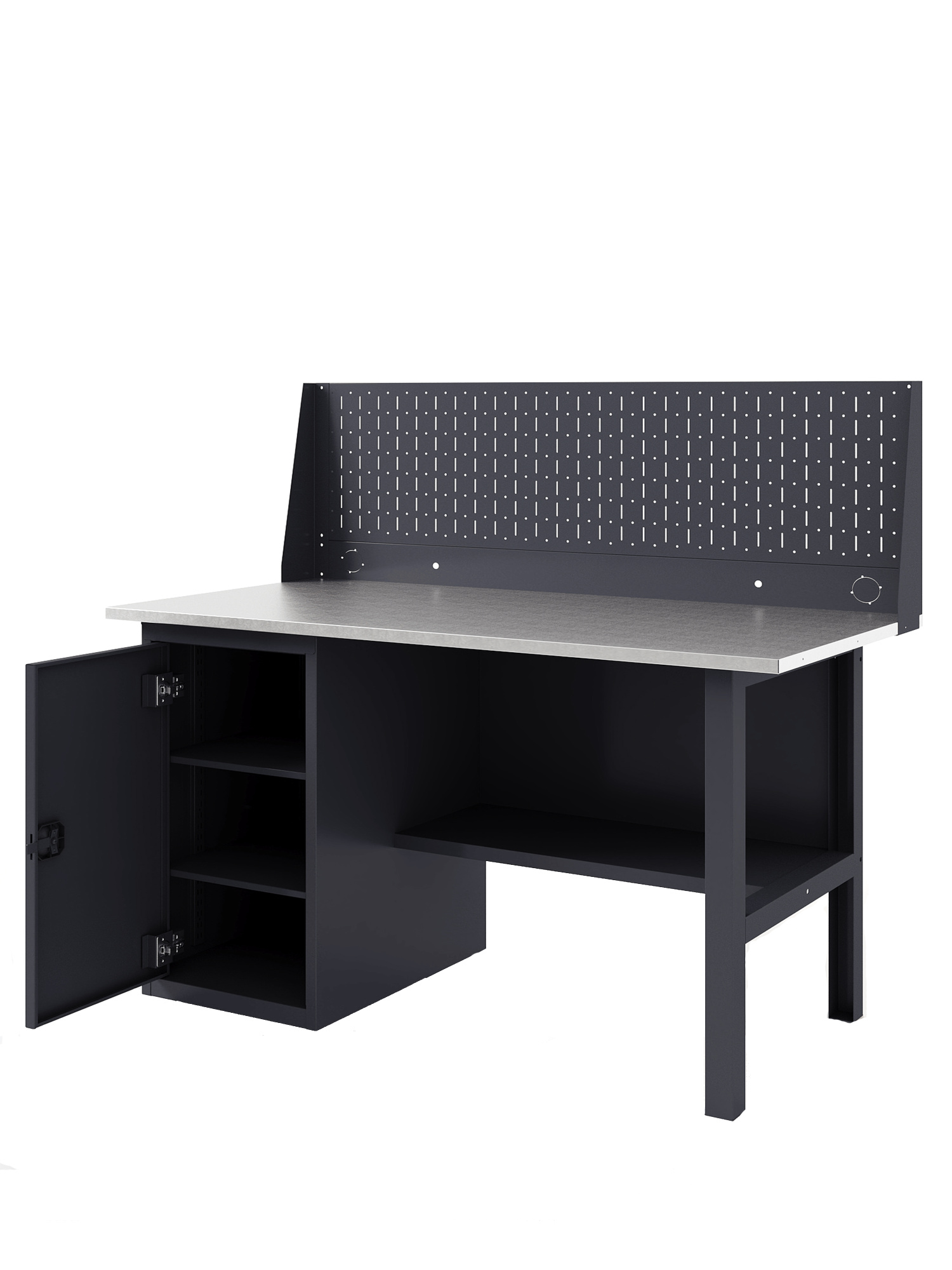 GREENBERG Верстак с перфопанелью одинарной с тумбой 1400мм VERSTAK_Т1_ P1_1400