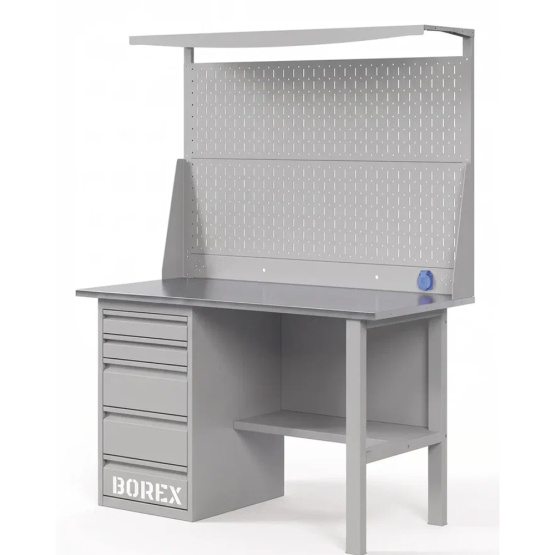 GREENBERG SILVER Верстак с перфопанелью двойной с ящиками 1200мм VERSTAK_SILVER_Y1_Р2_1200