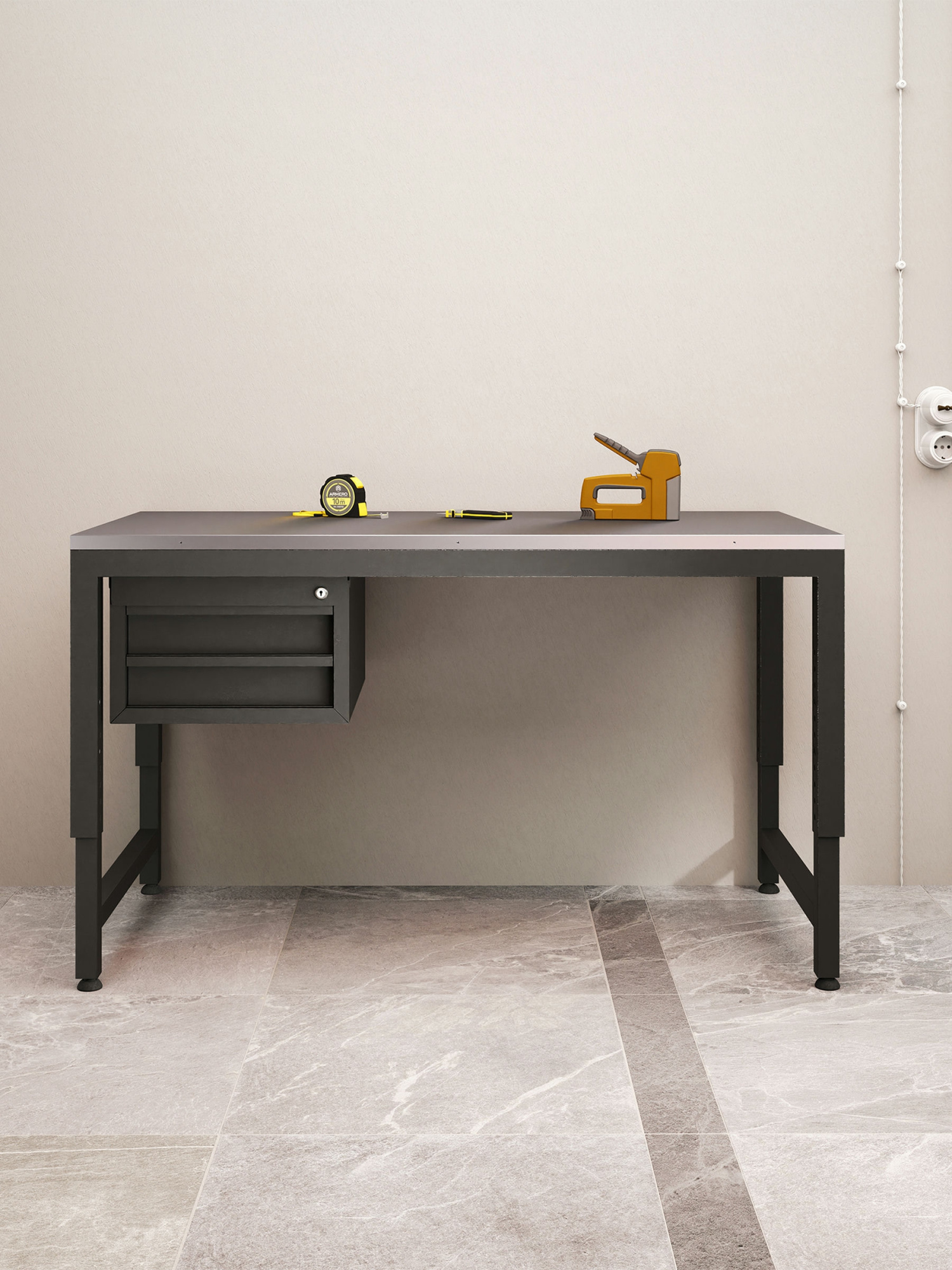 Верстак-стол регулируемый с тумбой 1200х700мм VERSTAK_REG_T_1200х700