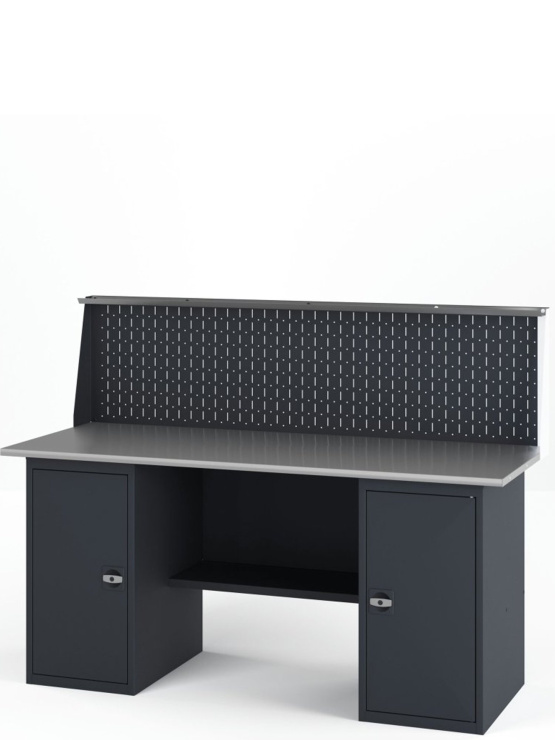 GREENBERG Верстак с двумя тумбами с дверцей с перфопанелью 1600мм VERSTAK_Т2_P_1600