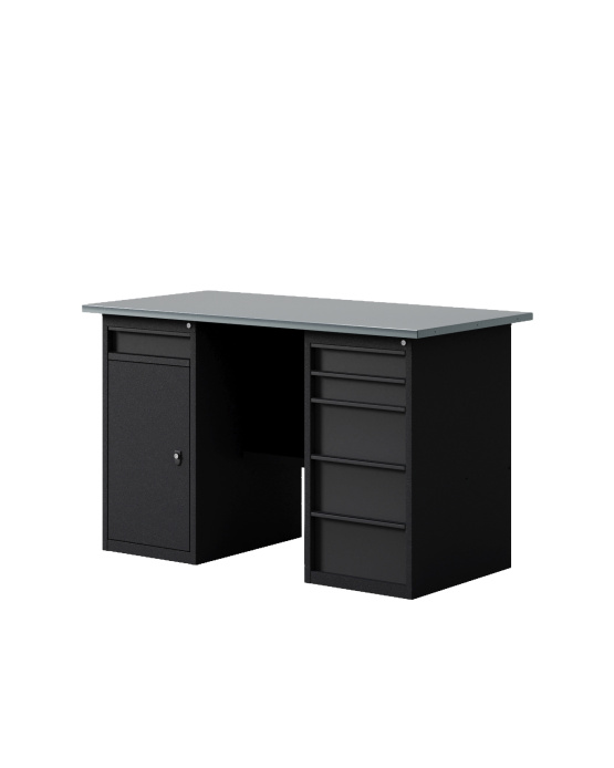 GREENBERG BLACK Верстак-стол с тумбой с ящиками и тумбой/ящик 1400мм VERSTAK_BLACK_WY_1400