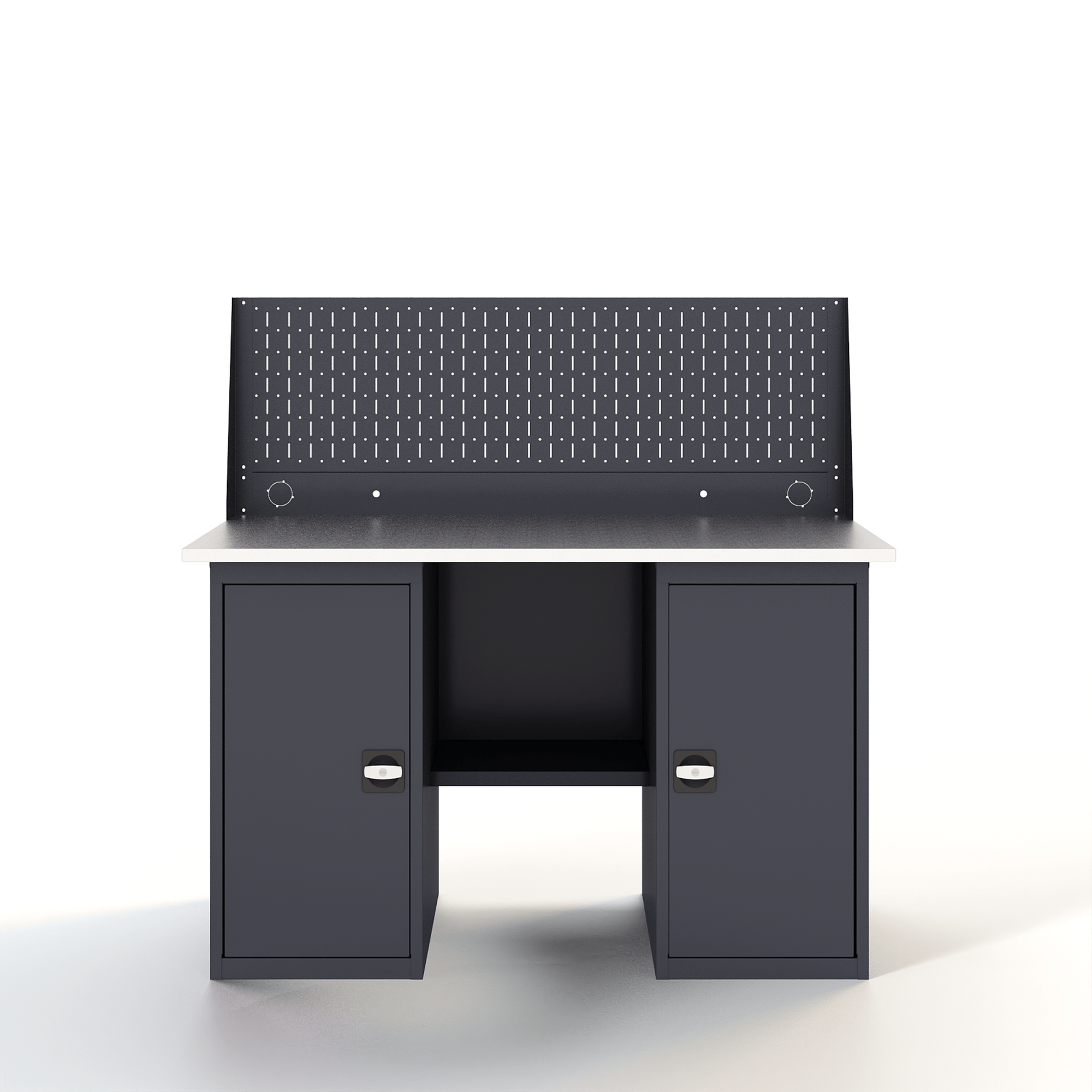 GREENBERG Верстак с перфопанелью одинарной с двумя тумбами 1400мм VERSTAK_Т2_Р1_1400