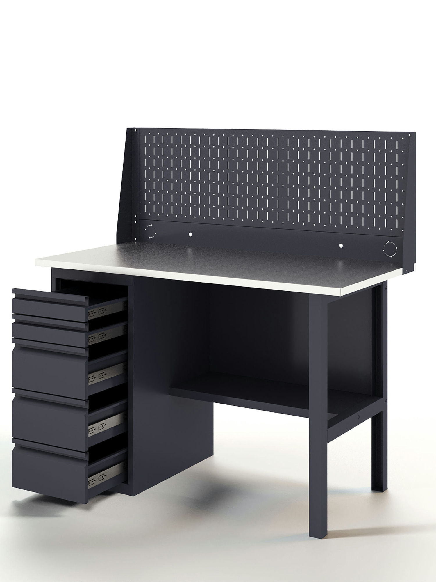 GREENBERG Верстак с перфопанелью одинарной с ящиками 1400мм VERSTAK_Y1_Р1_1400