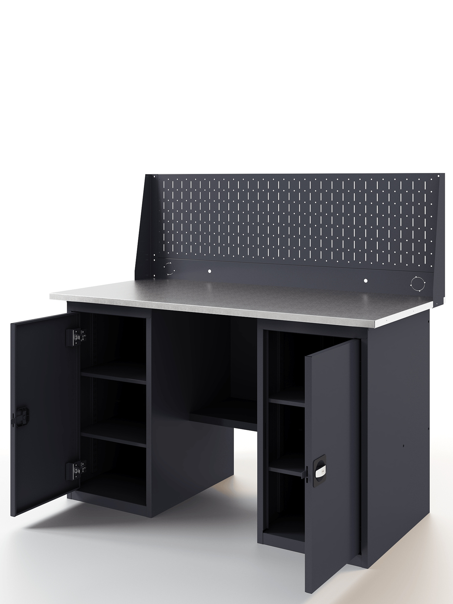 GREENBERG Верстак с перфопанелью одинарной с двумя тумбами 1400мм VERSTAK_Т2_Р1_1400