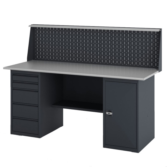 GREENBERG Верстак с тумбой с ящиками и тумбой с дверцей с перфопанелью 1600мм VERSTAK_ТY_P_1600