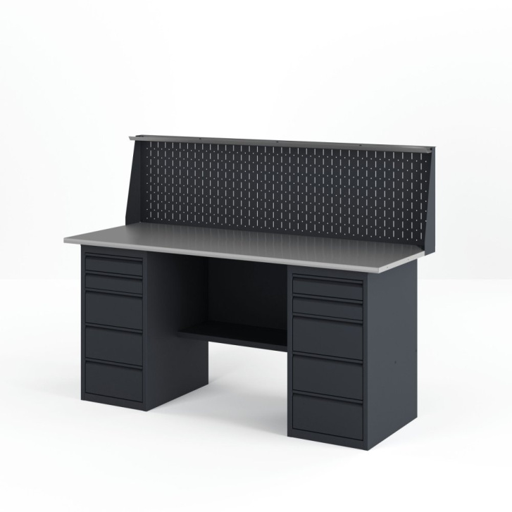 GREENBERG Верстак с двумя тумбами с ящиками 2000мм с перфопанелью VERSTAK_Y2_P_2000