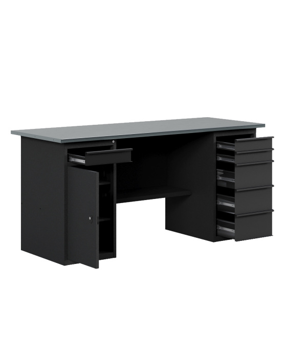 GREENBERG BLACK Верстак-стол с тумбой с ящиками и тумбой/ящик 1800мм VERSTAK_BLACK_WY_1800