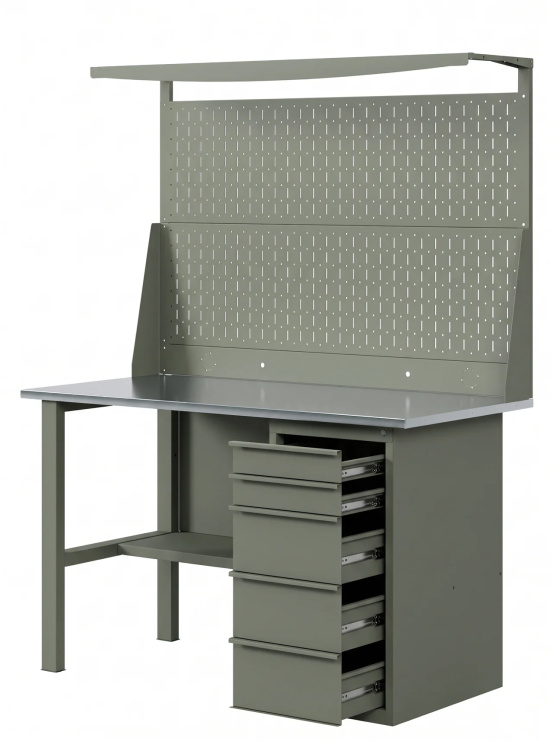 GREENBERG OLIVE Верстак с перфопанелью двойной с ящиками 1200мм VERSTAK_OLIVE_Y1_Р2_1200