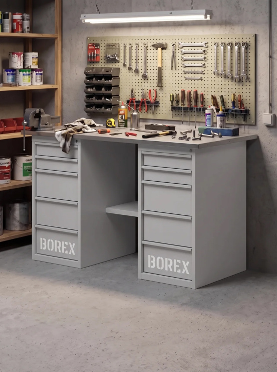 GREENBERG SILVER Верстак с двумя ящиками 1400мм VERSTAK_SILVER_Y2_1400