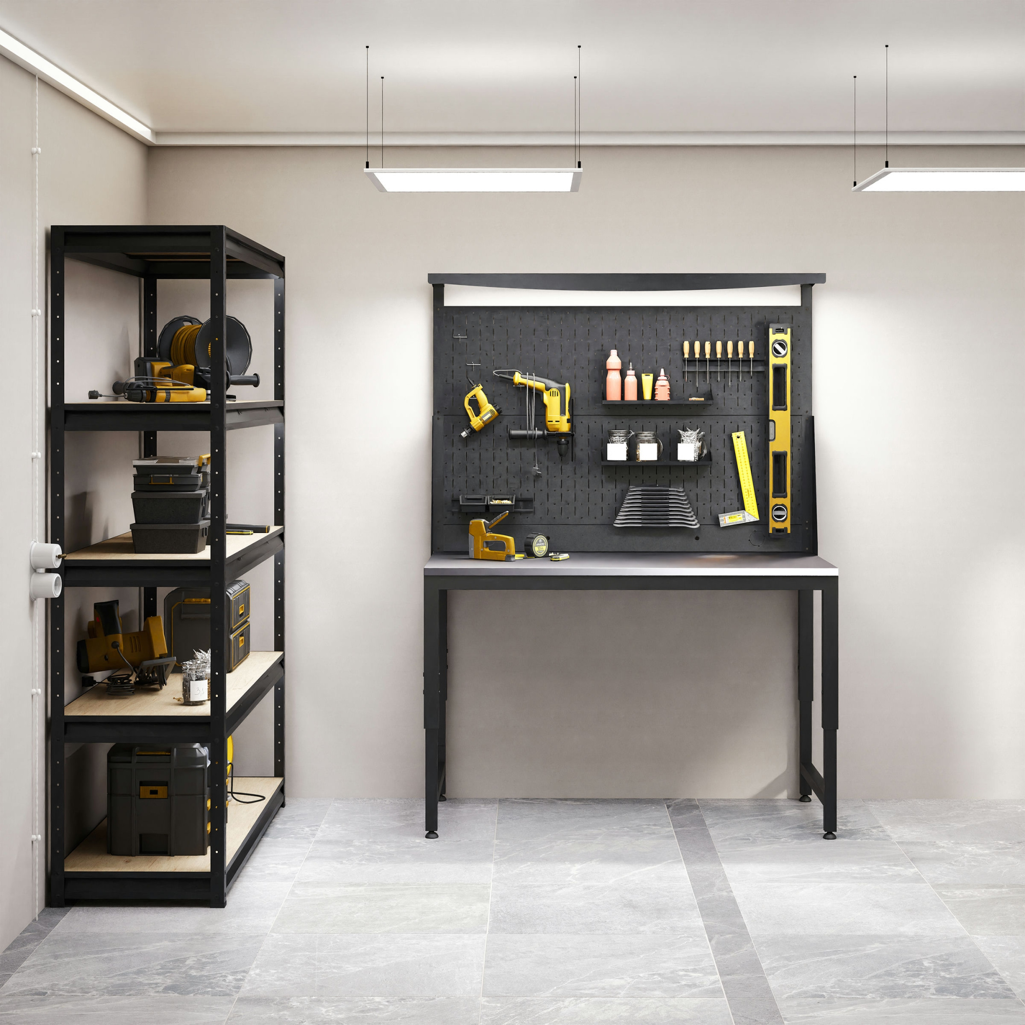 BOREX Верстак регулируемый с перфопанелью двойной 1400х700мм VERSTAK_REG_P2_1400х700