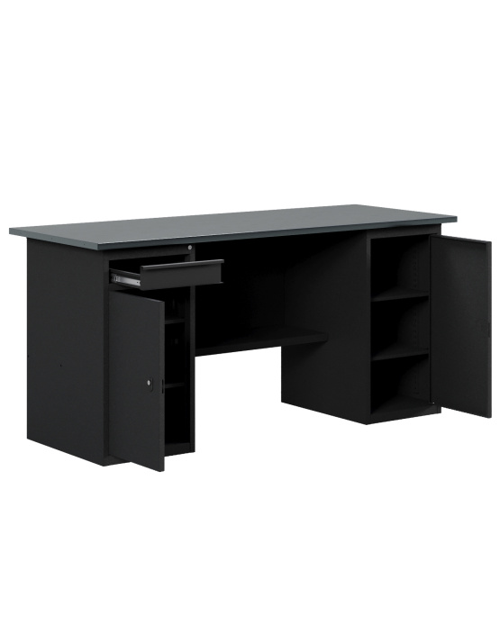 GREENBERG BLACK Верстак-стол с тумбой с дверцей и тумбой/ящик 1600мм VERSTAK_BLACK_WT_1600