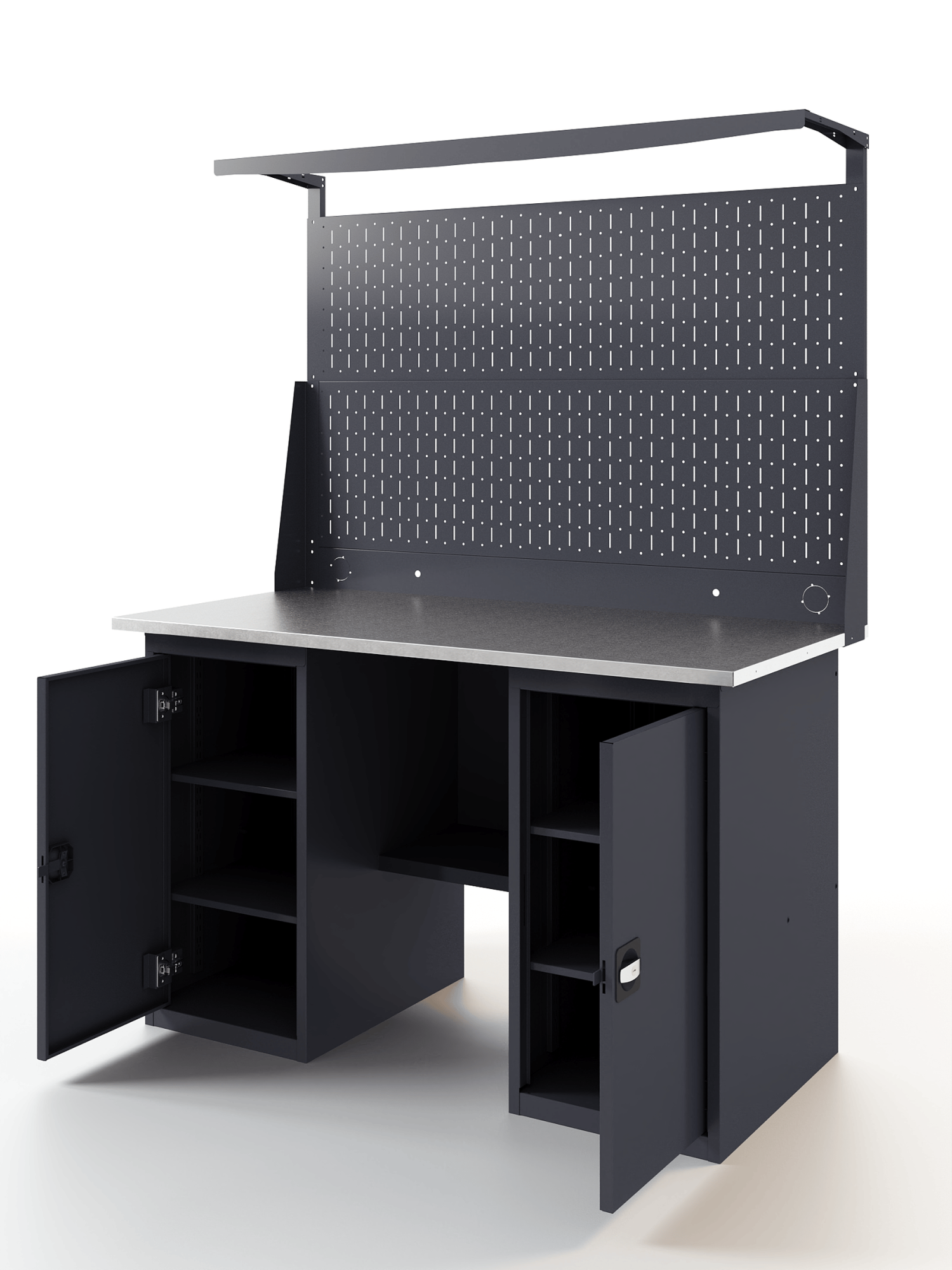 GREENBERG Верстак с перфопанелью двойной с двумя тумбами 1400мм VERSTAK_Т2_Р2_1400