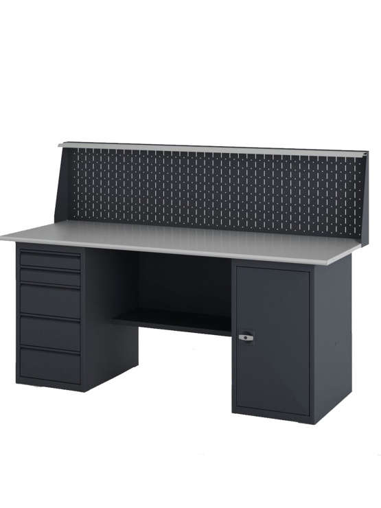 GREENBERG Верстак с тумбой с ящиками и тумбой с дверцей с перфопанелью 1600мм VERSTAK_ТY_P_1600