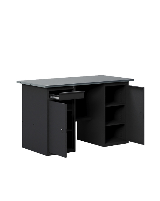 GREENBERG BLACK Верстак-стол с тумбой с дверцей и тумбой/ящик 1400мм VERSTAK_BLACK_WT_1400