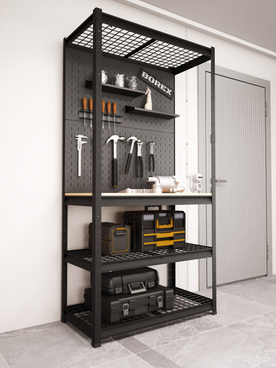BOREX Верстак-стеллаж 1000х500х2000 для гаража, для мастерской BOREX_VERSTAK_1000