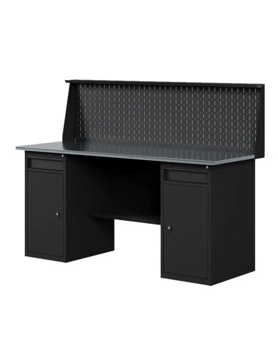 GREENBERG BLACK Верстак-стол с двумя тумбами/ящик с перфопанелью 1800мм VERSTAK_BLACK_W2_P_1800