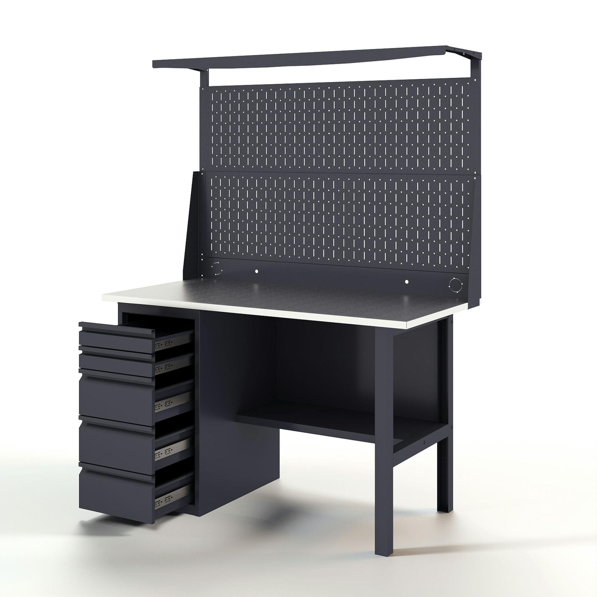 GREENBERG Верстак с перфопанелью двойной с ящиками 1400мм VERSTAK_Y1_Р2_1400