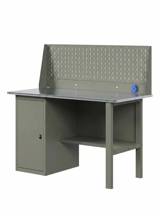GREENBERG OLIVE Верстак с перфопанелью одинарной с тумбой 1200мм VERSTAK_OLIVE_Т1_P1_1200