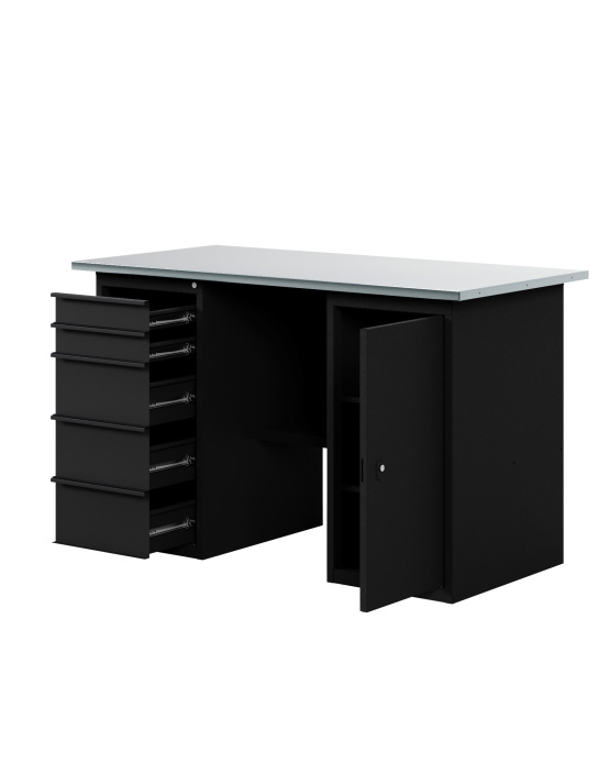 GREENBERG BLACK Верстак-стол с тумбой и ящиками 1400мм VERSTAK_BLACK_ТY_1400