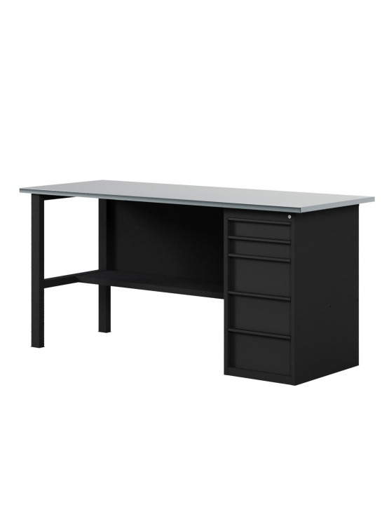 GREENBERG BLACK Верстак-стол с тумбой с ящиками 1600мм VERSTAK_BLACK_Y1_1600