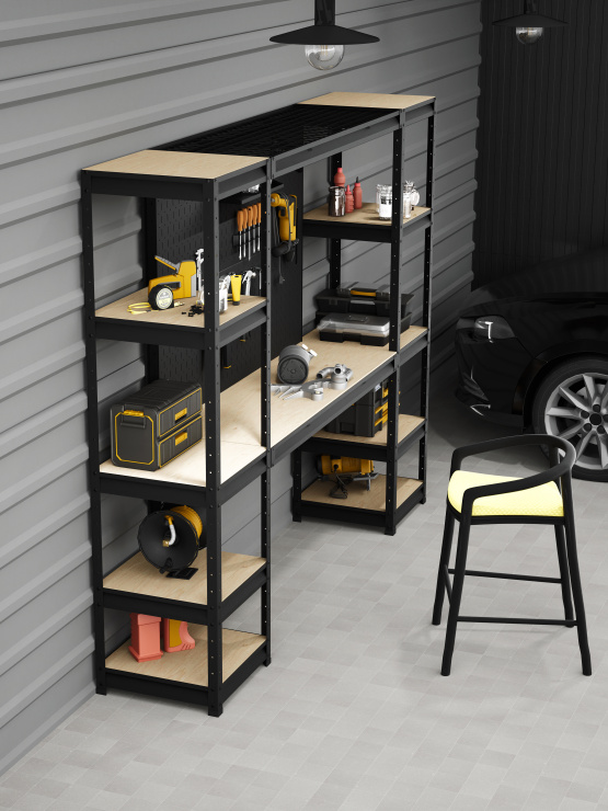 BOREX Верстак-стеллаж 2500х500х2000 для гаража, для мастерской BOREX_VERSTAK-2500