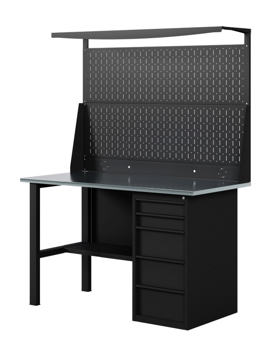 GREENBERG BLACK Верстак-стол с перфопанелью двойной с ящиками 1200мм VERSTAK_BLACK_Y1_Р2_1200