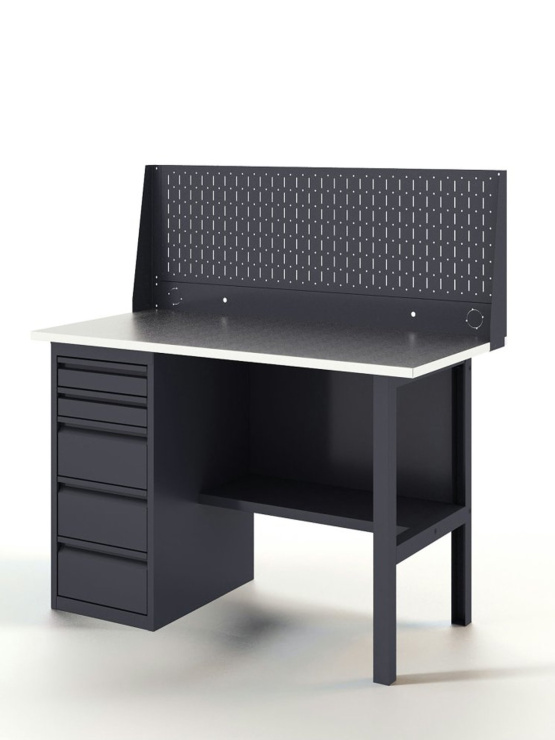 GREENBERG Верстак с перфопанелью одинарной с ящиками 1400мм VERSTAK_Y1_Р1_1400