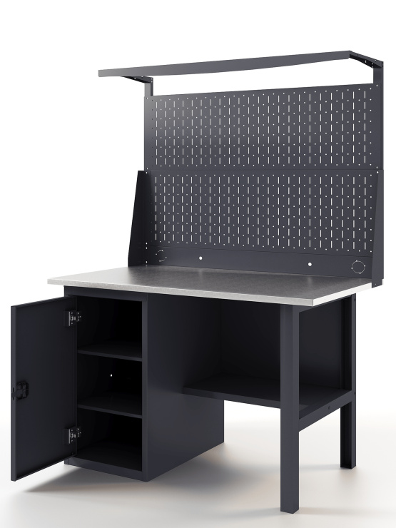 GREENBERG Верстак с перфопанелью двойной с тумбой 1200мм VERSTAK_Т1_P2_1200