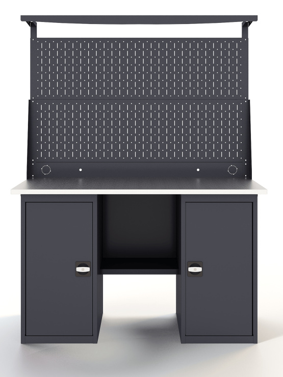 GREENBERG Верстак с перфопанелью двойной с двумя тумбами 1400мм VERSTAK_Т2_Р2_1400