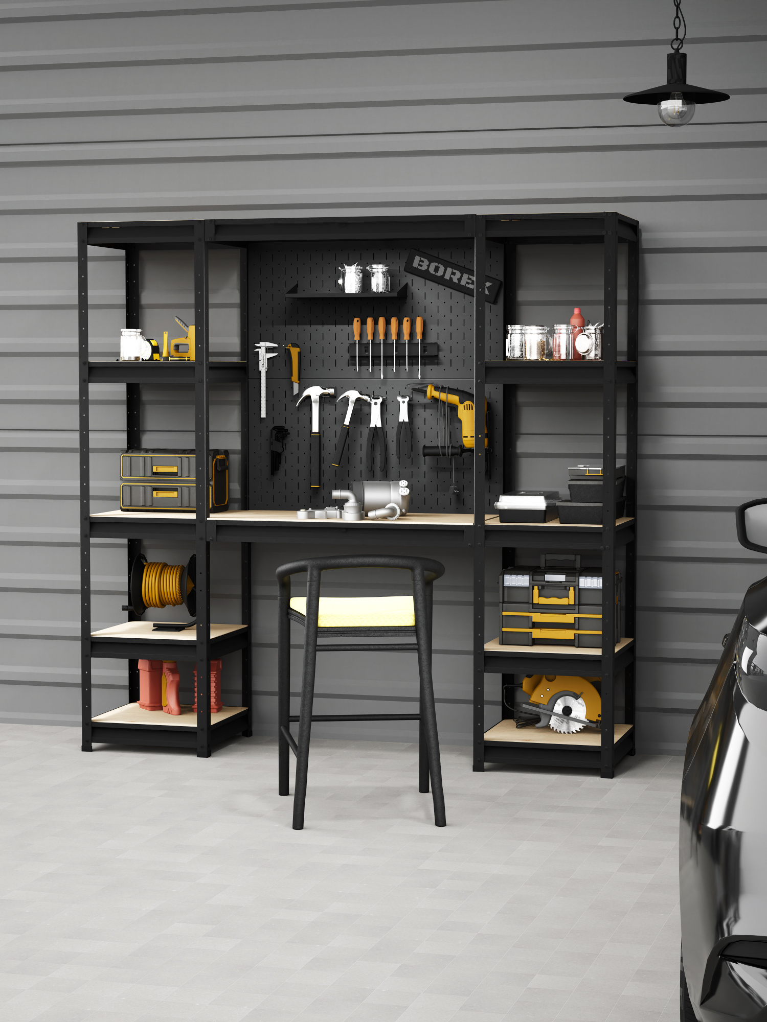 BOREX Верстак-стеллаж 2000х500х2000 для гаража, для мастерской BOREX_VERSTAK_2000
