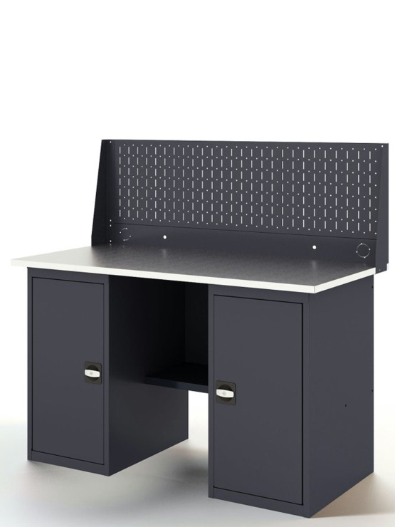 GREENBERG Верстак с перфопанелью одинарной с двумя тумбами 1400мм VERSTAK_Т2_Р1_1400