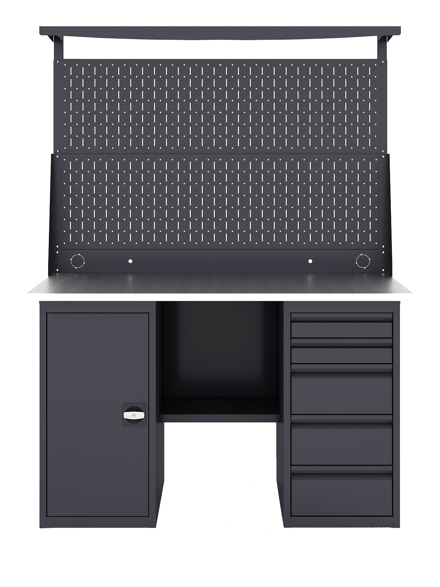 GREENBERG Верстак с перфопанелью двойной с тумбой и ящиками 1400мм VERSTAK_ТY_Р2_1400