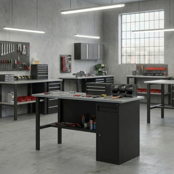 GREENBERG BLACK Верстак-стол с тумбой/ящик 2000мм VERSTAK_BLACK_W1_2000