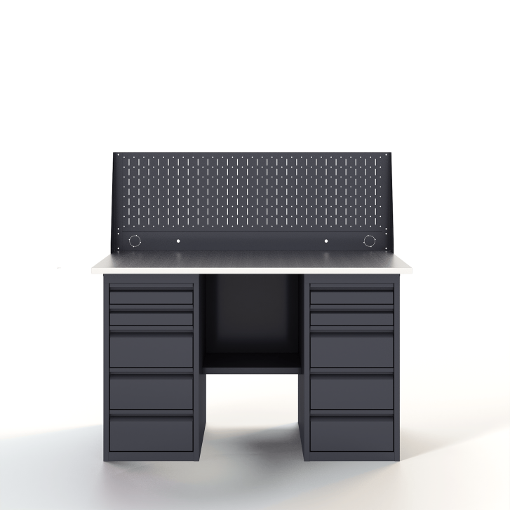 GREENBERG Верстак с перфопанелью одинарной с двумя ящиками 1400мм VERSTAK_Y2_Р1_1400