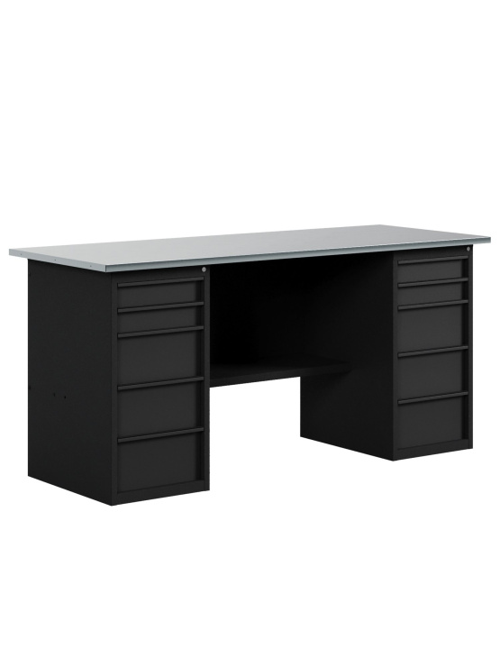 GREENBERG BLACK Верстак-стол с двумя тумбами с ящиками 1600мм VERSTAK_BLACK_Y2_1600