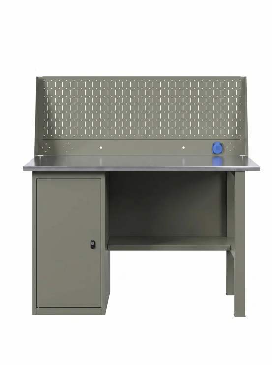 GREENBERG OLIVE Верстак с перфопанелью одинарной с тумбой 1200мм VERSTAK_OLIVE_Т1_P1_1200