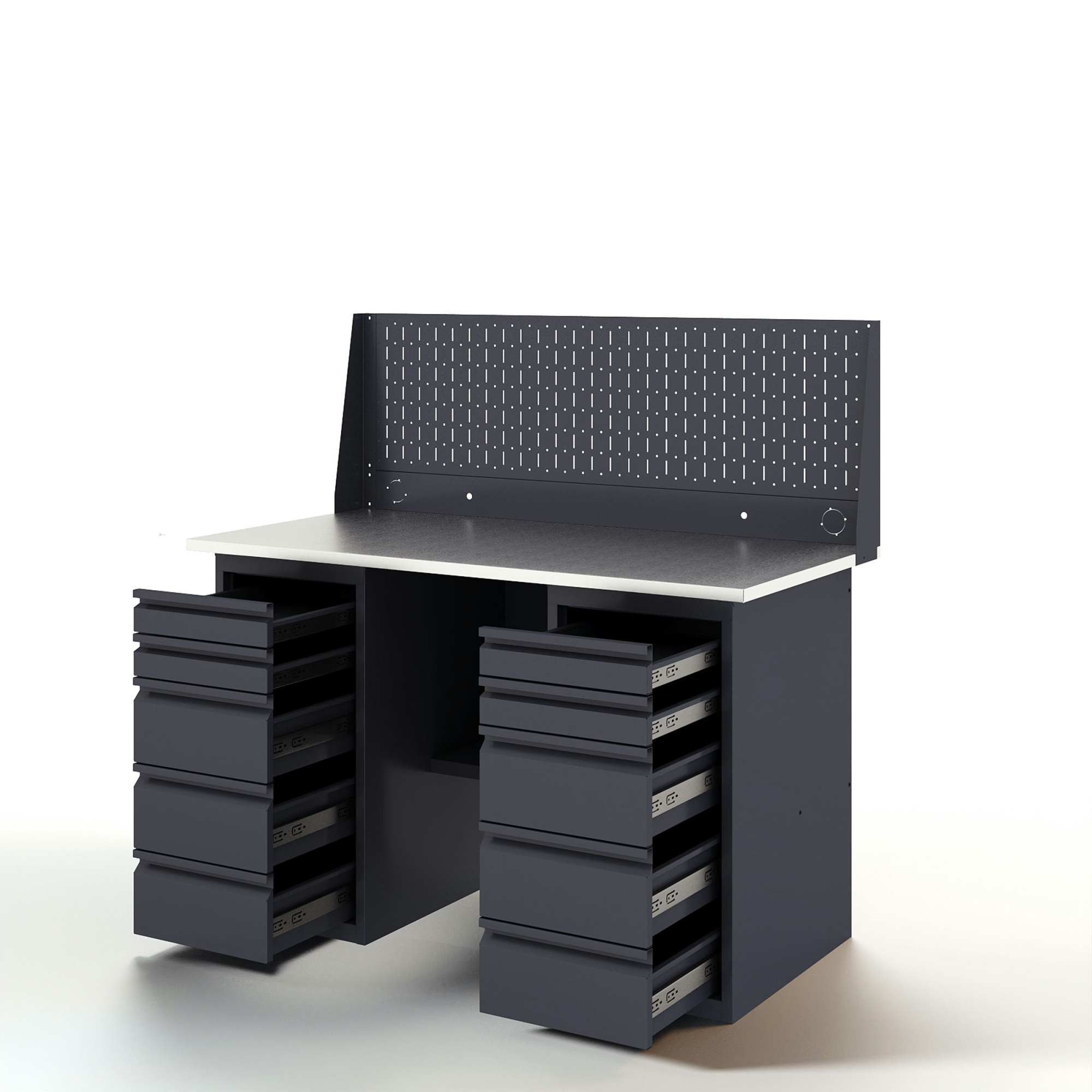 GREENBERG Верстак с перфопанелью одинарной с двумя ящиками 1400мм VERSTAK_Y2_Р1_1400