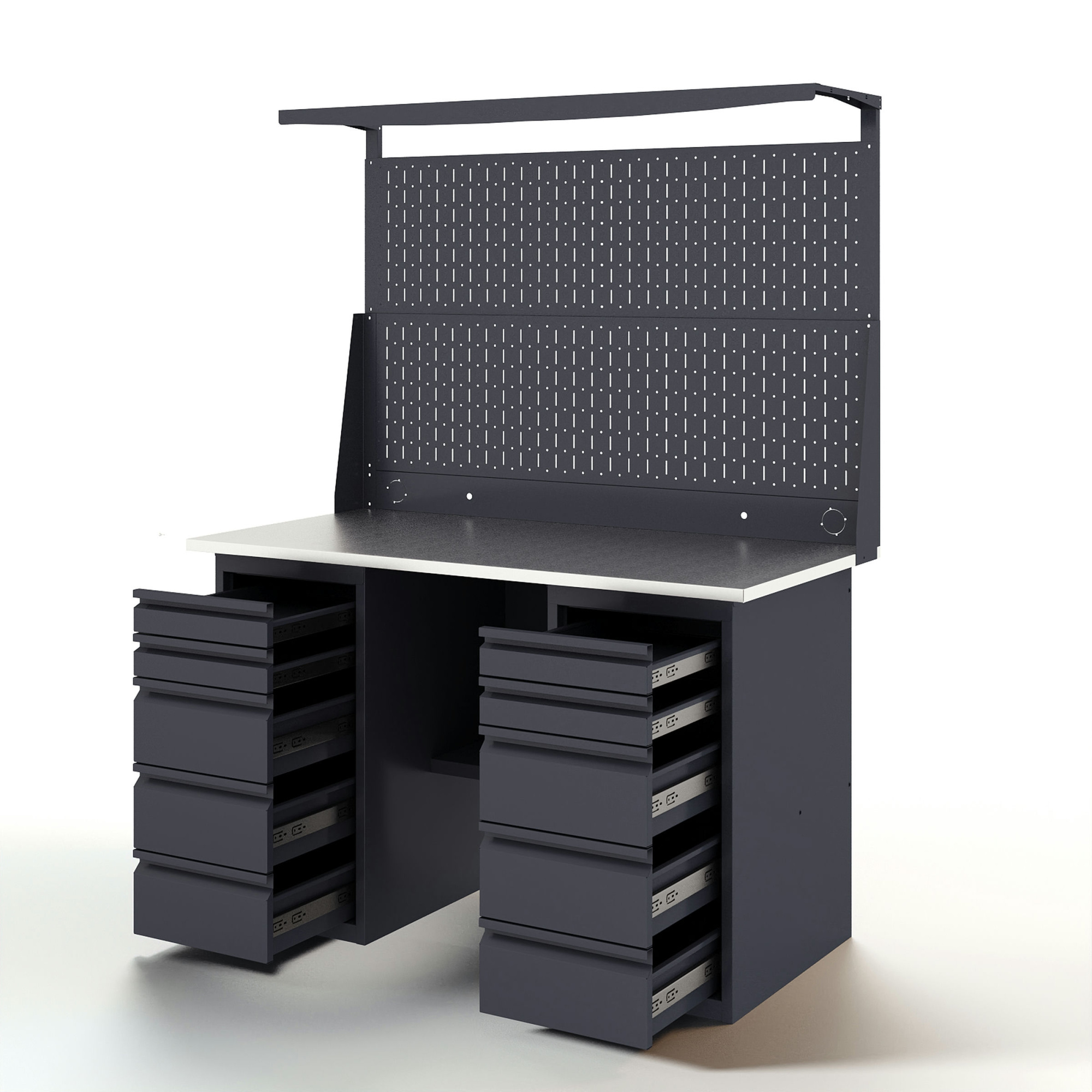 GREENBERG Верстак с перфопанелью двойной с двумя ящиками 1400мм VERSTAK_Y2_Р2_1400