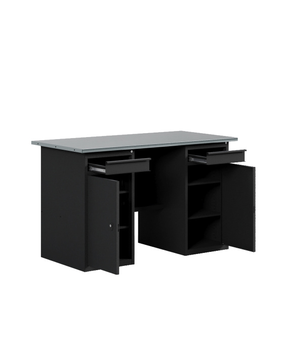 GREENBERG BLACK Верстак-стол с двумя тумбами/ящик 1400мм VERSTAK_BLACK_W2_1400