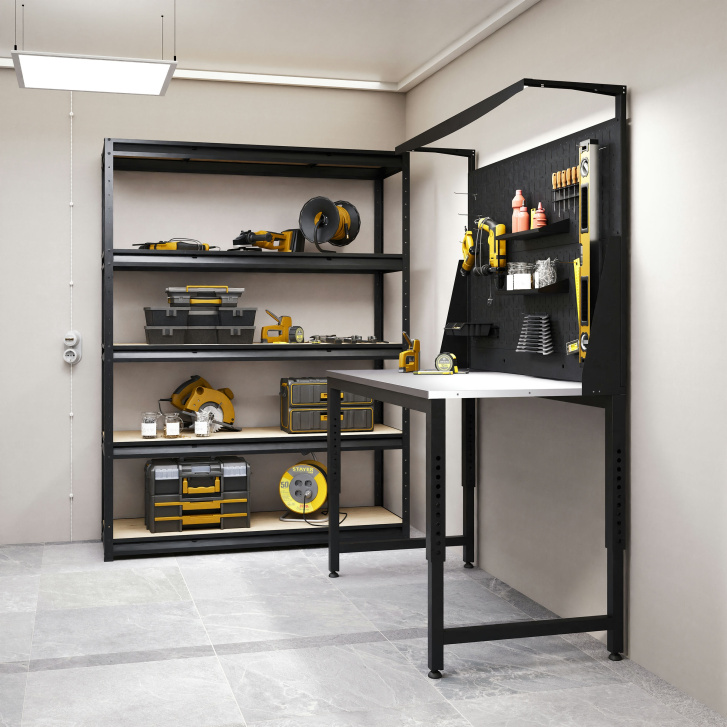 BOREX Верстак регулируемый с перфопанелью двойной 1400х600мм VERSTAK_REG_P2_1400х600